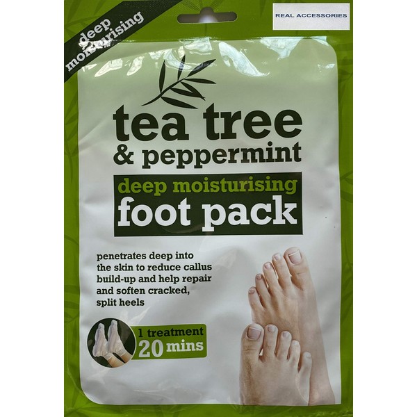 Foot Peel Mask, 1 Pairs Tea Tree Foot Moisturising Mask, Foot Exfoliating Mask, Foot Skin Repair Renew for Dry, Aging, Cracked Heels Split Heels (1 PACK, TEA TREE FOOT PACK)