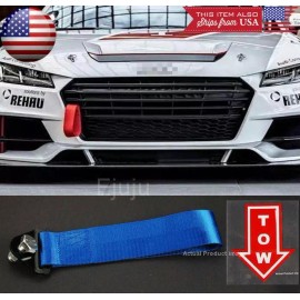 SDeelCase Blue Bumper Crash Beam Tow Hook Strap w/ Red Tow Arrow Sticker For Mercedes