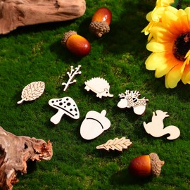 TOYANDONA 50pcs Wooden Forest Animals Shapes Plants Discs Wooden Pieces Wooden Discs Wood Decoration Wooden Scatter Decoration for Crafts DIY Crafts Painting Colouring