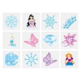 Henbrandt 24x Mini Ice Princess Temporary Tattoos for Children Kids Party Bag Favours Loot Bag Fillers Lucky Dip Wedding Favours for Girls and Boys