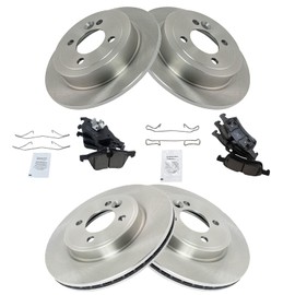 TRQ Front and Rear Brake Pad & Rotor Kit Brake Pads Brake Rotor Ceramic Compatible with 2002-2006 Mini Cooper