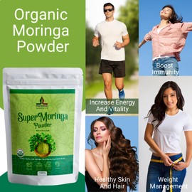 Pure Moringa Powder Retort Processed Oleifera Moringa Leaf Powder | Gluten-Free and Vegan | Perfect for Smothies, Drinks, Tea & Receips. Pure Super Green Food, 113g.