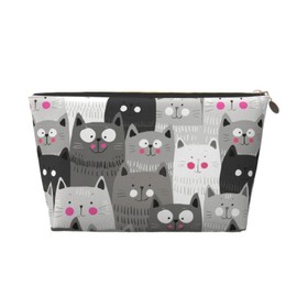 DITXIT Cat Pattern Cosmetic Bag Travel Makeup Bag Organizer Toiletry Bag with Zipper Storage Pouch Coin Purse Brushes for Women Girls Gifts