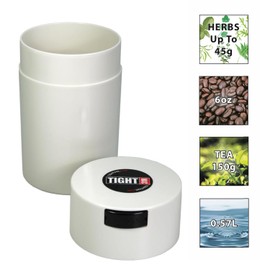 Tightvac - 1 oz to 6 Ounce Airtight Multi-Use Vacuum Seal Portable Storage Container for Dry Goods, Food, and Herbs - Black Cap & Body White