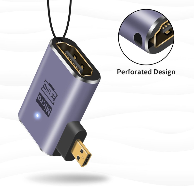 Poyiccot 8K Micro HDMI Male to HDMI Female Adapter, 48Gbps