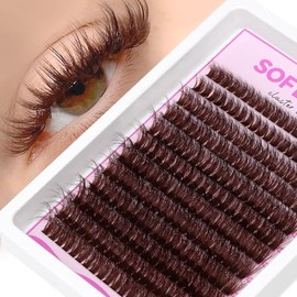 SOFENIDA Racimos de pestañas marrones Marrón oscuro 80D Racimos de pestañas individuales 10-18 mm Extensiones de pestañas de volumen Racimos de pestañas 3D gruesos Racimos de pestañas finos