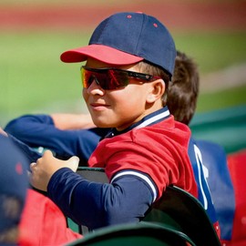 FEISEDY B0220 Children's Sports Sunglasses Polarised for Boys and Girls Aged 6-12 Years Baseball Cycling Glasses with TR90 Frame, Red mirrored and black