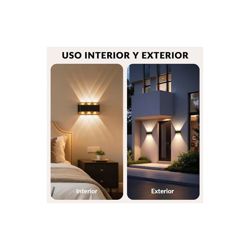 Aplique de Pared LED 800LM 3000K IP65, 4 Pack
