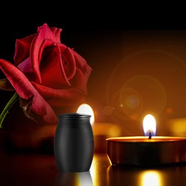 Super Small Urn for Human Ashes, 1.6" High Blank Black Memorial Cremation Urn, Handcrafted Beautiful Keepsake Urn for Funeral, Peaceful Decorative Urns for Human Ashes