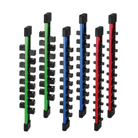 SWANLAKE GARDEN TOOLS 6-piece Socket Organizer Storage Set, 1/4-Inch, 3/8-Inch, 1/2-Inch Double Sided Aluminum Alloy Socket Holder Rail, Drive Socket Trays Holds 108 Sockets, 360 Swivel Clip Socket Holder Kit for Tool Box