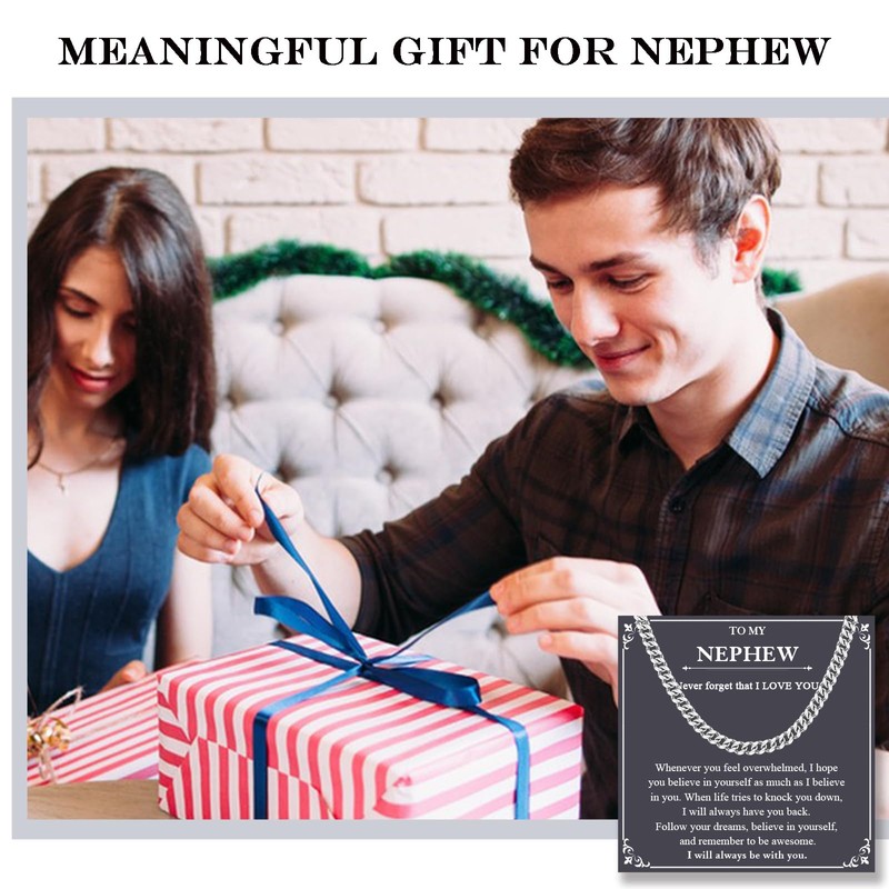 Nephew Gifts, To My Nephew Cuban Link Chain Necklace Birthday