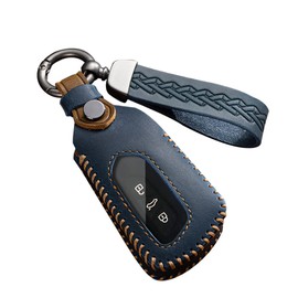 ontto Car Key Case Key Cover Fits VW ID.3 ID.4 GTX Golf 8 GTI Seat Leon MK4 Tarraco Skoda Octavia Enyaq Cupra 2020-2023 Remote Control Key Fob Leather Key Case B Blue