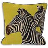 Paoletti Twin Zebra Velvet Piped Cushion Cover, Lime, 45 X