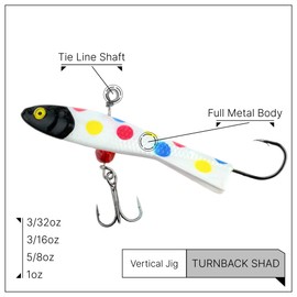 FREEDOM TACKLE Turnback Shad 2, 1/4" | One-Piece Metal Body Vertical Jig | Wonderbread, 5/8 oz