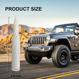 Car Truck Bullet Antenna 50 Cal Bullet Antenna Truck Accessories Universal Replacement for GMC Sierra 1500 Chevy Dodge Ram Silverado 1500 2500 3500 Ford F150 F250 F350 Spiral Pattern (White, 5.5inch)