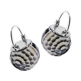 Austrian Crystal Earrings for Women, 925 Sterling Silver, Platinum Plated, Sparkly Crystal Ball Dangle Earrings, Hypoallergenic, Sparkling Unique Jewelry (Black Diamond)