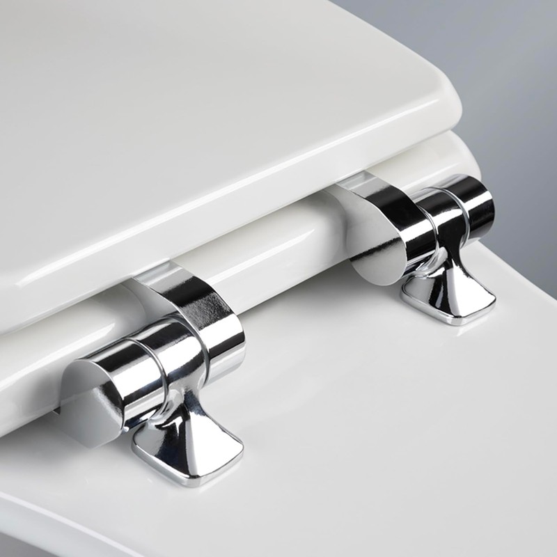 Mayfair Bennett Toilet Seat with Chrome Hinges, Slow Close Wood