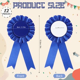 12 Pieces Blank Award Ribbon Prize Ribbon 1st Place Rosette Ribbon Award Medal Winner Victory Ribbon Recognition Participation Ribbon for Competition, Sport Event, School, Contest(Blue)