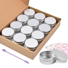 Aluminum Tin Cans, 24PCS 1/2 Oz Metal Round Containers Screw Lid Empty Small Storage Travel Tin Jars for Candles, Salve, Cosmetics, Spice