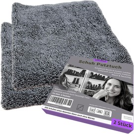 elauelue Shoe Cleaning Cloth, Polishing Cloth, Shoes, Shoe Cleaning Cloth, Set of 2, Grey, 35 x 35 cm