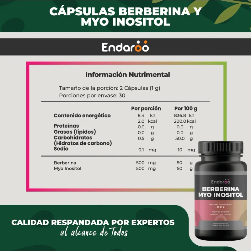 Berberina + Myo Inositol 60 Cápsulas