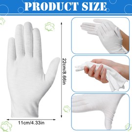 Funtery 240 Pcs Cotton Gloves Cotton Bulk Pack Moisturizing Gloves Overnight Soft Cotton Gloves Uniform Gloves Coin Inspection Gloves Art Handling Gloves for Man and Woman (White)