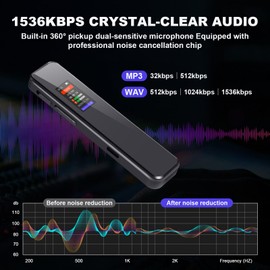 64GB Digital Voice Recorder with Playback for Lectures & Meetings-1100h Recorder, Tape Recorder Portable Mini,Metal Body, AI Noise Reduction, Voice Activated, A-B Repeat, Password Lock, -10°C Ready