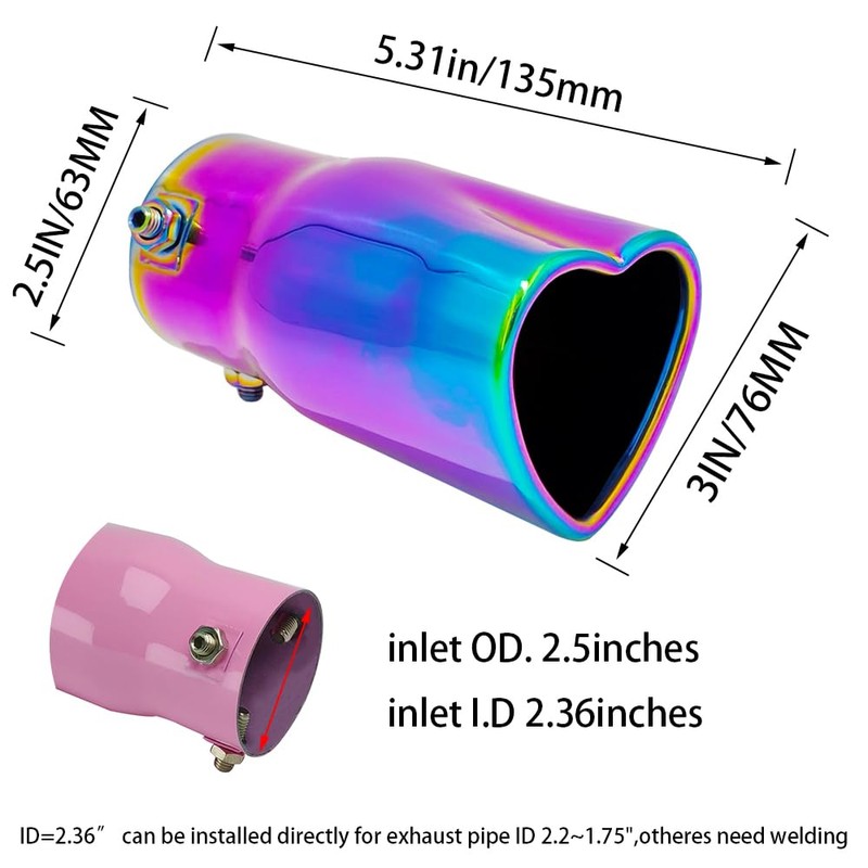 Bielpord 2.5 inch Inlet Fit For 1.75 2 2.25 Inch