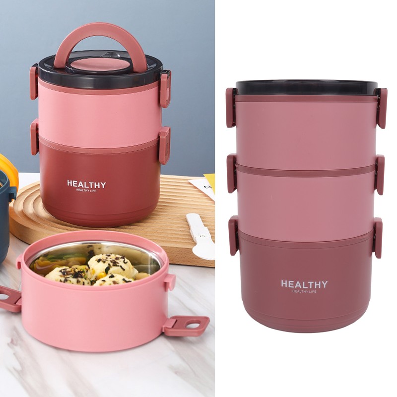 Thermal Lunch Box 2200ml Three Layer Detachable Compartment Design Portable