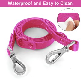 Wisedog Waterproof Dog Leash – 5ft/6ft Adjustable with 2 Hooks & Traffic Handle, Easy to Clean Double Clip Leash for Small, Medium, Large Dogs (Rose Violet,M)