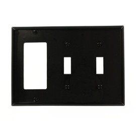 Leviton 3-Gang 2-Toggle 1-Decora/GFCI Device Combination Wallplate, Standard Size, 80745-E, Black