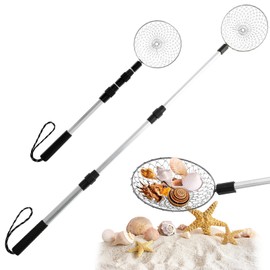 2 Pcs Beach Sand Sifter Telescopic Shell Scooper Sifter Stainless Steel Beach Scoop Shovels and Shark Tooth Sifter Tools Lightweight Sand Scoop Shovel Sifter Sea Glass Sifter for Collecting Shell Rock