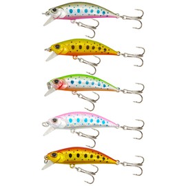 Orurdo qb100253a01n0 Sinking Minnow for Trout, Tube Fishing, Stream, 0.2 oz (5 g), 5.5 cm Set of 5 Colors