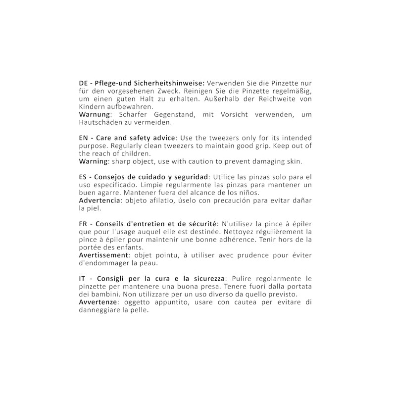 Pointed Hair Tweezers Stainless Steel - Tenartis Made in Italy