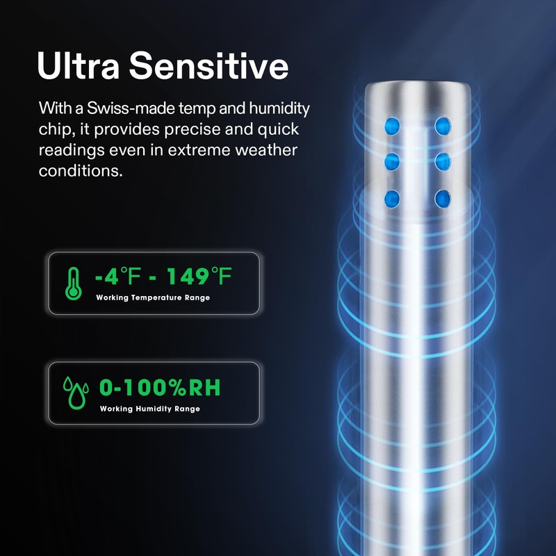 VIVOSUN Temperature & Humidity Sensor Probe, Waterproof Stainless Steel Environmental