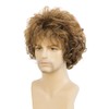 Siudus Mens Light Brown Curly Short Wig Afro Kinky Shaggy