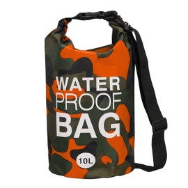YELARXI Waterproof Dry Bag, 10L Fit for Women Men Water Proof Bags Lightweight Dry Storage Floating Backpack with Whistle for Travel Boating Kayaking (Orange Camouflage)