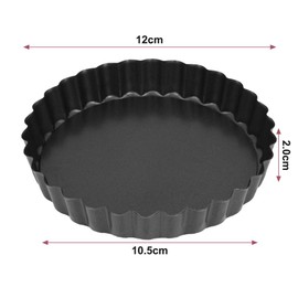 Xinzistar Pack of 4 Tartelette Moulds Mini Quiche Mould with Lifting Base, 12 cm Small Tart Mould, Non-Stick Coating Baking Moulds with Removable Base (Black)
