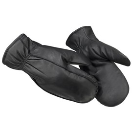 Harssidanzar mens Lambskin Leather Mittens Gloves Thermolite Lined GM033,Black,Size XL
