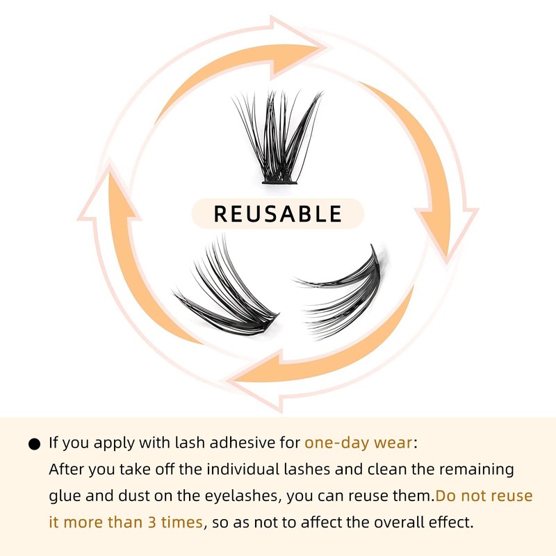 QUEWEL Lash Clusters 240Pcs Individual Lashes 40D+50D D Curl 8-14mm
