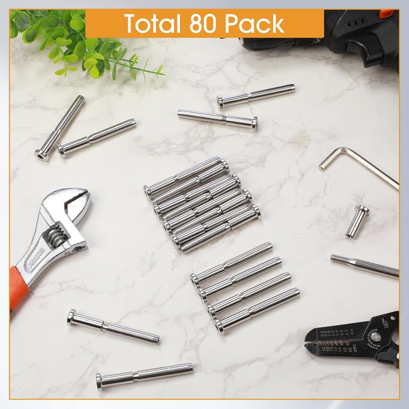 Blulu 80 Pack Invisible Cable Railing Kit, T316 Stainless Steel