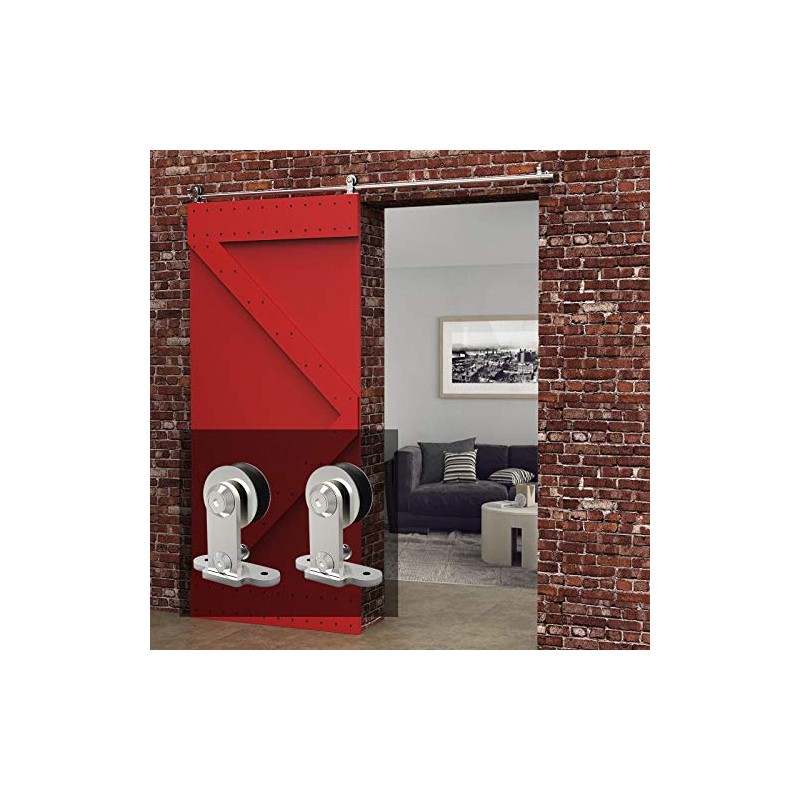 CCJH 10FT/120'' Stainless Steel Sliding Track Barn Door Hardware Kit