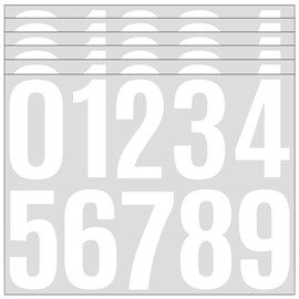 4 inch Mailbox Number stickers,6 Sheets Address Numbers for House,Self Adhesive Number Sticker for outside,Trash Cans Numbers,Large Vinyl Number Stickers for Car Home Signs Doors(White)
