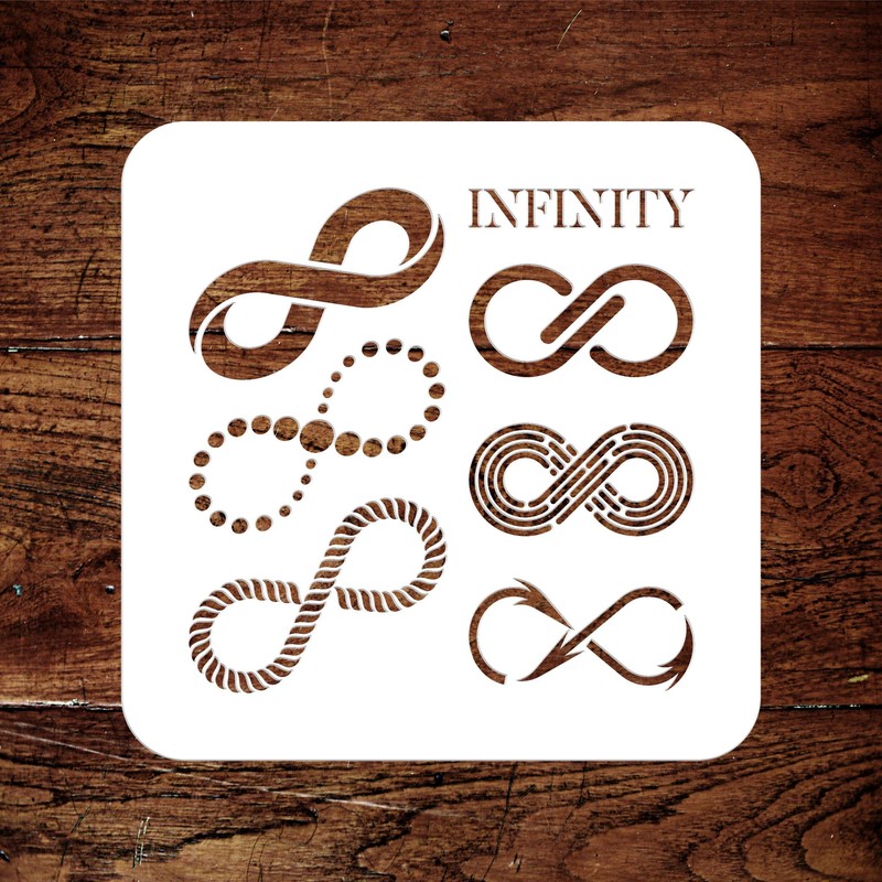 Infinity Stencil, 4.5 x 4.5 pulgadas, 6 símbolos de infinito