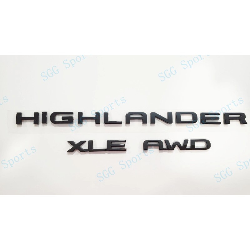 Toyota OEM 3PC Gloss Black Rear HIGHLANDER XLE AWD Letter