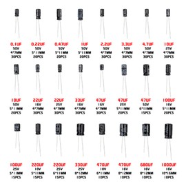 Singertop Electrolytic Capacitor, Aluminum Electrolytic Capacitor, 24 Types, 500 pcs, Electronic Parts Bag, 0.1uF-1000uf, Electronic Work Basic Parts Set, Electrolytic Capacitor Set, High Frequency,