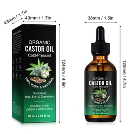 ​​Bio Rizinusöl Kaltgepresst - 100% Reines Virgin Öl | Für Haare, Wimpern, Haut & Wellness | Vegan, Hexanfrei | 60ml​​