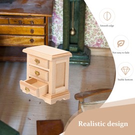 Abaodam 1pc Bedside Table Model Solid Wood Nightstand Drawer Dresser Mini Accessories Unfinished Nightstand Dollhouse Doll Decoration Dollhouse Cabinet Wooden Night Table Craft Wood
