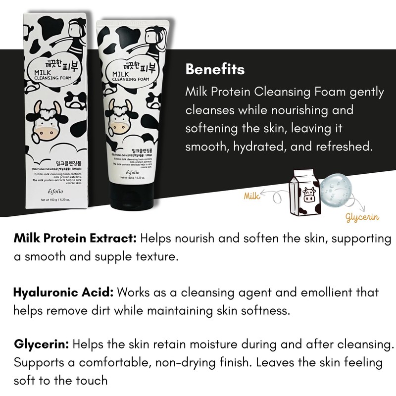 esfolio Milk Cleansing Foam – Hydrating Face Wash for All
