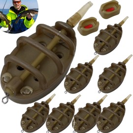 QSLKI 10 Pieces Carp Fishing Feeders Fishing Inline Feeders, Feeders And Moulds, With Fishing Weights 15g 20g 25g 35g 30g 40g 50g 60g,Flat Method Feeder For Fishing Feeder Bait Carp Fishing